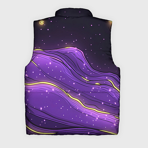 Мужской жилет Фиолетовая текстура с золотыми звездочками / 3D-Черный – фото 2