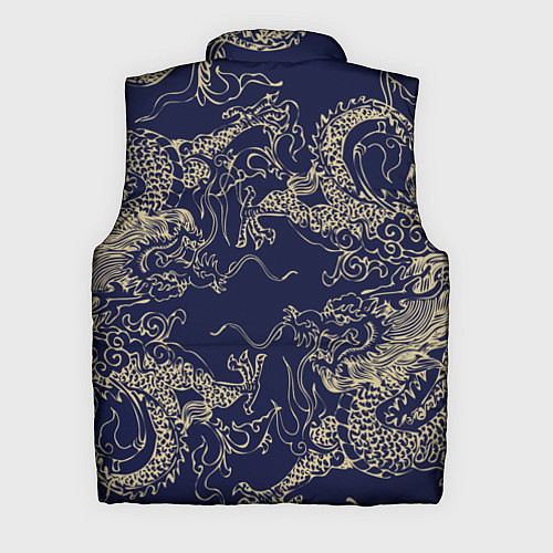 Мужской жилет Золотые драконы на синем / 3D-Светло-серый – фото 2