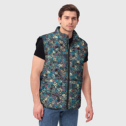 Мужской жилет Бордово-голубой квадратный паттерн, цвет: 3D-черный — фото 2
