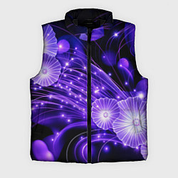 Мужской жилет Силуэты цветов на темном фоне - фиолетовое свечени