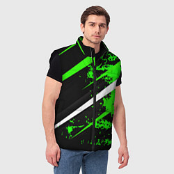 Мужской жилет Color black and green, цвет: 3D-черный — фото 2