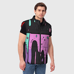 Мужской жилет Стекающая краска текстура, цвет: 3D-красный — фото 2