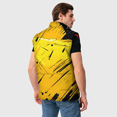 Мужской жилет Желтая краска на черном фоне / 3D-Красный – фото 4