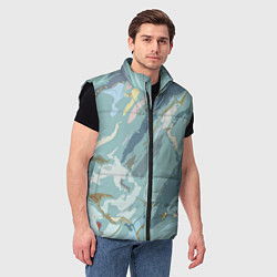 Мужской жилет Холодный голубой абстракция, цвет: 3D-черный — фото 2