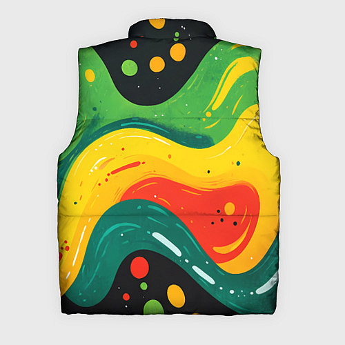 Мужской жилет Желто-зеленая краска текстура / 3D-Черный – фото 2