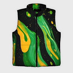 Мужской жилет Зелено-желтая краска на черном, цвет: 3D-черный