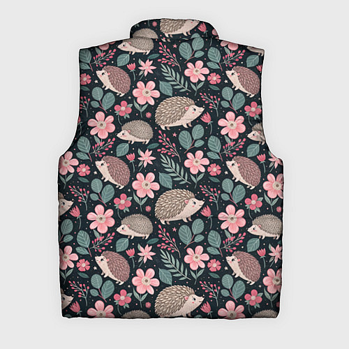 Мужской жилет Ёжики в цветах / 3D-Черный – фото 2