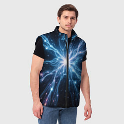 Мужской жилет Всплеск света и звезды - космическая абстракция, цвет: 3D-черный — фото 2