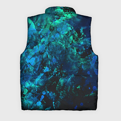 Мужской жилет Абстракция - blue-green paint spill / 3D-Черный – фото 2