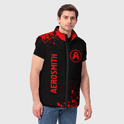 Мужской жилет Aerosmith - red gradient вертикально, цвет: 3D-черный — фото 2