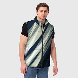 Мужской жилет Синий с оливковым диагональные полосы, цвет: 3D-черный — фото 2