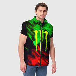 Мужской жилет Monster energy огонь лого, цвет: 3D-черный — фото 2