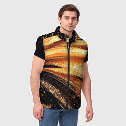 Мужской жилет Черно-золотая волнистая текстура, цвет: 3D-черный — фото 2