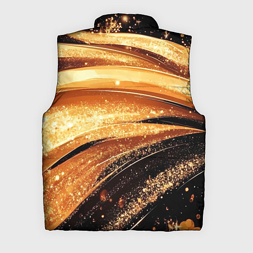 Мужской жилет Черно-золотая волнистая текстура / 3D-Черный – фото 2