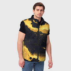 Мужской жилет Черная текстура с золотой волной, цвет: 3D-черный — фото 2