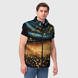 Мужской жилет Золотинки на бирюзовой текстуре, цвет: 3D-черный — фото 2
