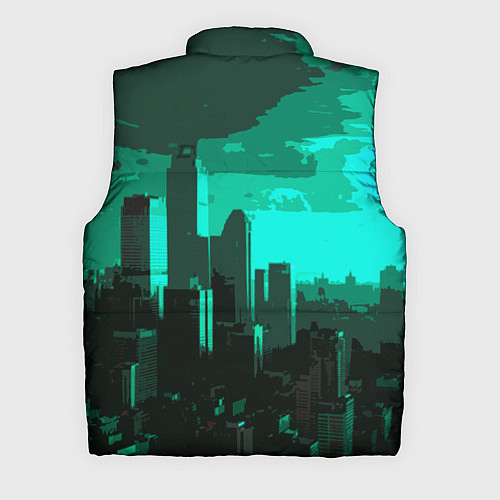 Мужской жилет Стилизованный город бирюзовый / 3D-Черный – фото 2