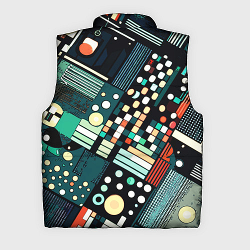 Мужской жилет Тёмно-синий абстракция полосы кружочки / 3D-Черный – фото 2