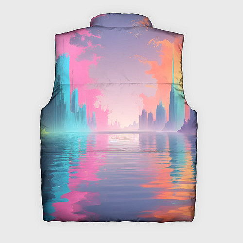 Мужской жилет Город в розовом тумане / 3D-Черный – фото 2