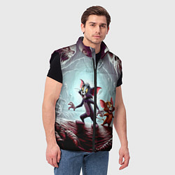 Мужской жилет Том и Джерри в пещере ужасов - хэллоуин, цвет: 3D-черный — фото 2