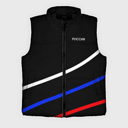Мужской жилет Россия чёрный с полосами бело-сине-красные