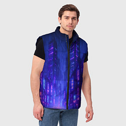 Мужской жилет Одинокий город неона, цвет: 3D-черный — фото 2