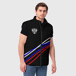 Мужской жилет Герб и полосы цветов флага на чёрном, цвет: 3D-черный — фото 2