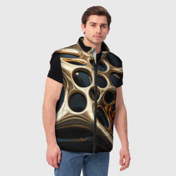 Мужской жилет Черно-золотая абстракция, цвет: 3D-черный — фото 2