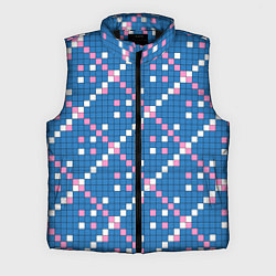 Мужской жилет Синяя розовая с белым плитка