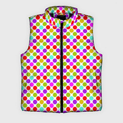 Мужской жилет Разноцветный горох на белом, цвет: 3D-черный