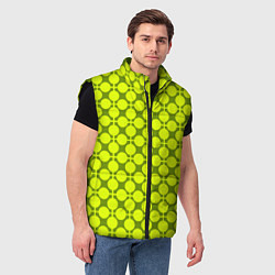 Мужской жилет Желто зеленый неоновый узор ретро в горох, цвет: 3D-черный — фото 2