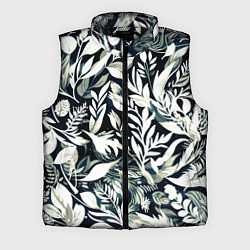 Мужской жилет Чёрно-белый стилизованный цветочный, цвет: 3D-черный