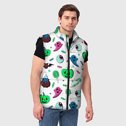 Мужской жилет Halloween light green pumpkin - паттерн, цвет: 3D-черный — фото 2
