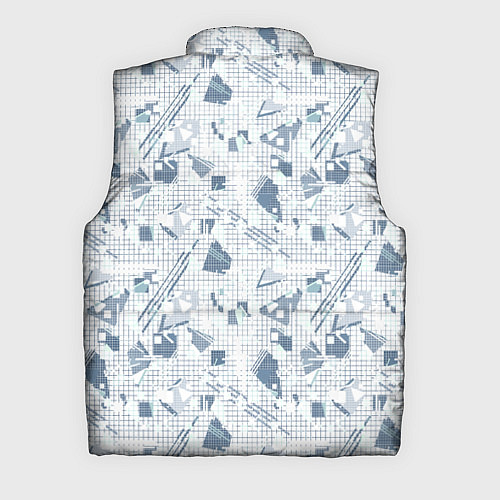 Мужской жилет Мемфис синий с серым клетчатый геометрический узор / 3D-Черный – фото 2