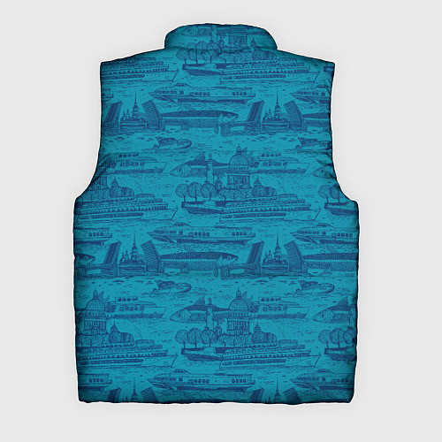 Мужской жилет Корюшка пошла по Неве на синем фоне / 3D-Черный – фото 2