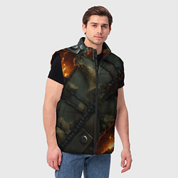 Мужской жилет Разорванный камуфляж с огнем, цвет: 3D-черный — фото 2