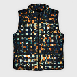 Мужской жилет Тёмный синий с оранжевым кубики абстракция