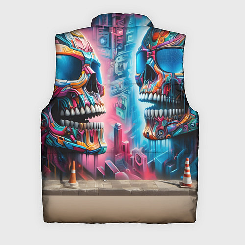 Мужской жилет Крокодилёныш крутой скейтбордист - киберпанк / 3D-Черный – фото 2