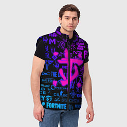 Мужской жилет Doom логотипы игр неон, цвет: 3D-черный — фото 2