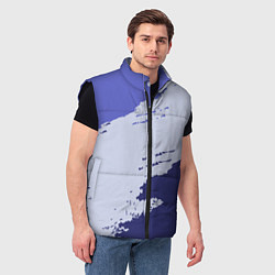 Мужской жилет Сине-голубые неравномерные полосы, цвет: 3D-черный — фото 2