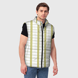 Мужской жилет Color white cage yellow stripes, цвет: 3D-черный — фото 2