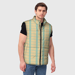 Мужской жилет Color beige cage light blue stripes, цвет: 3D-черный — фото 2