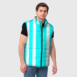 Мужской жилет Color blue white stripes, цвет: 3D-черный — фото 2