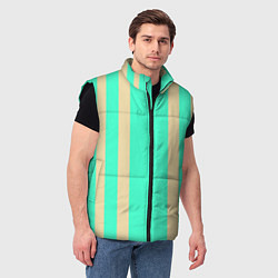 Мужской жилет Color blue beige stripes, цвет: 3D-черный — фото 2