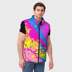 Мужской жилет Яркая абстракция из розовых и голубых красок, цвет: 3D-черный — фото 2