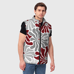 Мужской жилет Цветы cherry and grey pattern, цвет: 3D-черный — фото 2