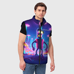 Мужской жилет Робот-сгибальщик Бендер в неоновом грибном мегапол, цвет: 3D-черный — фото 2