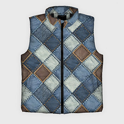 Мужской жилет Джинсовый пэчворк ромбовый узор, цвет: 3D-черный