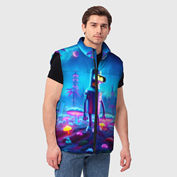Мужской жилет Бендер на сказочной неоновой грибной планете - ней, цвет: 3D-черный — фото 2