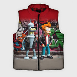 Мужской жилет Bender bending robot and Fry - ai art graffiti, цвет: 3D-черный